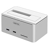 Unitek Aluminum USB 3.0 to SATA Hard Drive Docking Station with 2-Port Hub and SD Card Reader for 2.5 & 3.5 Inch HDD SSD SATA (SATA I/II/III) [ Support UASP & 8TB ]