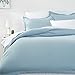 Amazon Basics Lightweight Microfiber 3-Piece Duvet Cover Set with Snap Buttons, Full/Queen, Spa Blue, Solid