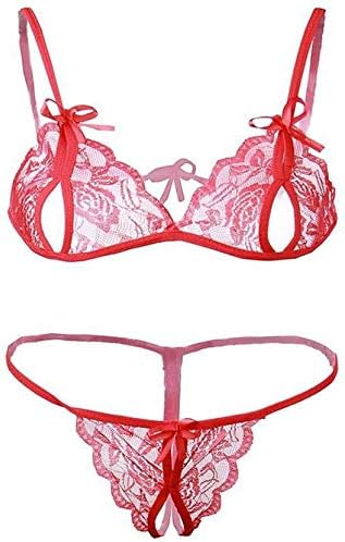 Aloof Women's Lace Lingerie Set (Red, Free Size)
