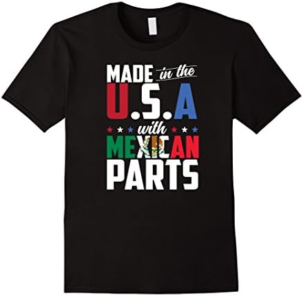 Men's Made in the U.S.A with Mexican Parts T-Shirt Large Black