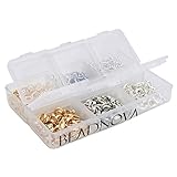 Beadnova Silver Gold Rhodium Plated 90 pcs Lobster Claw Clasps + 600 pcs Open Jump Ring Value Pack Box Set Assortment