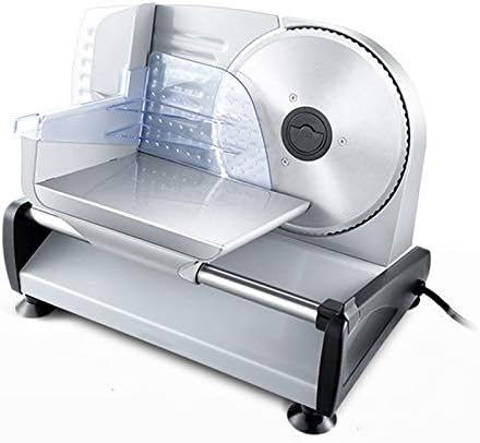 Feceyq Food Slicer Electric Meat Slicer with Removable 19cm Stainless Steel Blade, Deli Cheese Fruit Vegetable Bread Electric Slicer, Adjustable Knob Commercial and Home Use