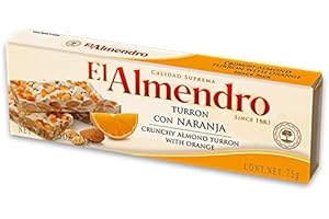 El Almendro Crunchy Almond Turron with Orange 75gr - 3 pack