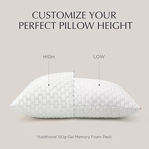 Sleemon Cooling Gel Memory Foam Adjustable Pillows Removable Organic Bamboo Cover Relieve Neck