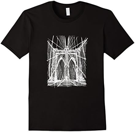Brooklyn Bridge New York City Big Apple Drawing Art T Shirt - Male Medium - Black