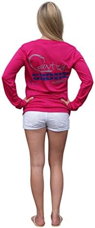 Country Shore Signature Series Coral UPF Ladies V-Neck Long Sleeve Tee - Large