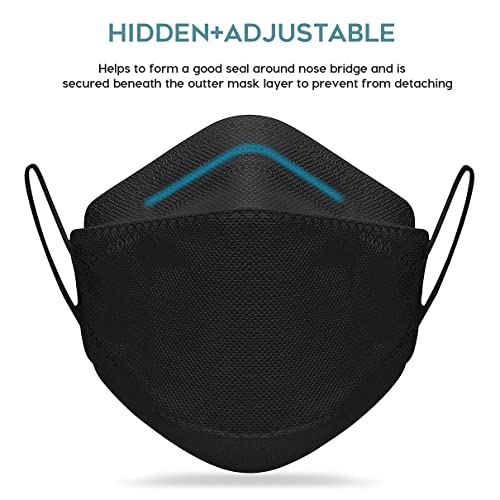 50 PCS Black 4 Layer Filter Face Safety Mask with Elastic Ear Loop and