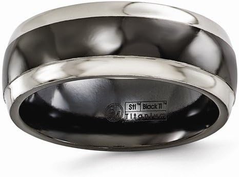 Men's Wedding Band Titanium Black 8mm Band