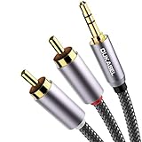 RCA to 3.5mm, DuKabel Braided 3.5mm to RCA Cable 2-Male RCA to AUX Cable 99.99% 4N-OFC 1/8 to RCA Stereo Cable Audiophiles Headphone RCA Cable [24k Gold-plated & Double-Shielded] -Top Series(4ft/1.2m)
