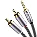 RCA to 3.5mm, DuKabel Braided 3.5mm to RCA Cable 2-Male RCA to AUX Cable 99.99% 4N-OFC 1/8 to RCA Stereo Cable Audiophiles Headphone RCA Cable [24k Gold-plated & Double-Shielded] -Top Series(4ft/1.2m) primary