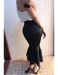 FUSENFENG falda de sirena de cintura alta vintage para dama, talla grande