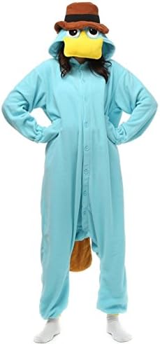 Ellystar Adult Unisex Pyjamas Halloween Costume Animal Onesie Cosplay Sleepwear Platypus L