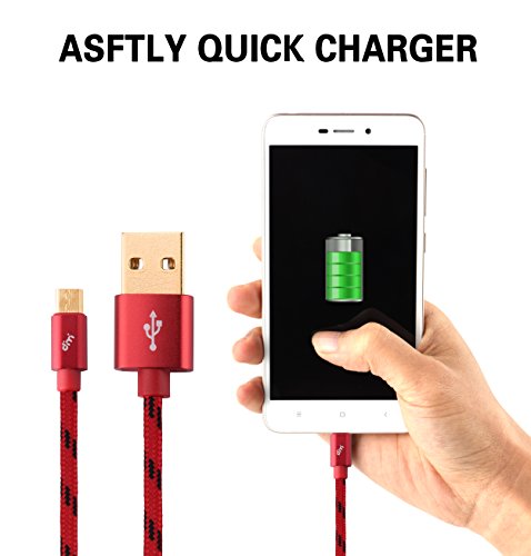 Dimi Micro USB Cable 6.5ft Nylon Braided Fast Quick Charger Cable, Durable Charging Cable USB to Micro USB 2.0 Android Charging Cord for Samsung, HTC, Motorola, Nokia, Android And More , Red