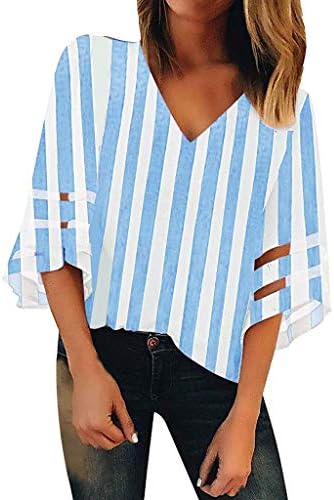 Fiaya 4th of July Women Sweatshirt Blouse American Flag Patriotic Button Off Shoulder Mesh Sleeve T-Shirt Tank Tops (M, Blue Stripe)