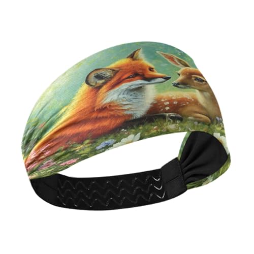 WELLDAY Headbands for Women Forest Fox Deer Soft Elastic Non Slip Headbands for Women Running, Wide Women’s Head Band for Thin Hair