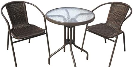 JOYPANDA Outdoor Patio 3 Piece Bistro Furniture Set with Round Balcony Pub Table