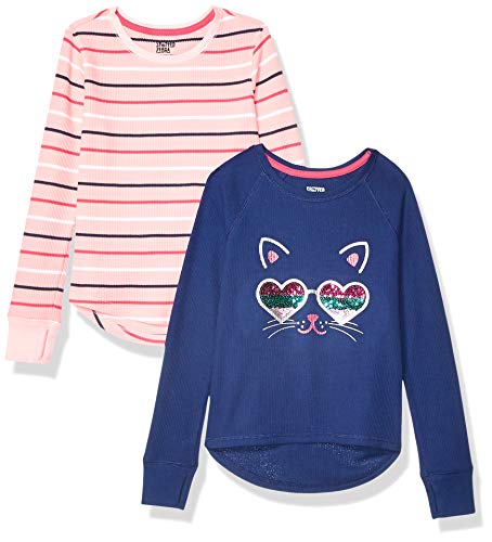 Amazon Essentials Girls and Toddlers' Long-Sleeve Thermal T-Shirt Tops (Previously Spotted Zebra), Multipacks
