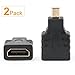 SHD HDMI Adapter Micro HDMI Male to HDMI Female HDMI Coupler Gold Plated HDMI Cable Connector-2Pack