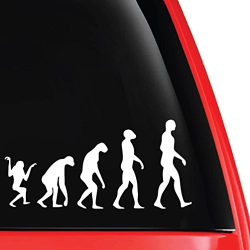 Evolution Line Darwin Atheist Decal Vinyl Car Laptop Sticker - EvolveFISH - White 5" x 2.5"