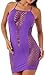 ADOREJOY Womens Lingerie Bodysuit Chemise Teddy Naughty Babydoll Nighty(Purple,L)