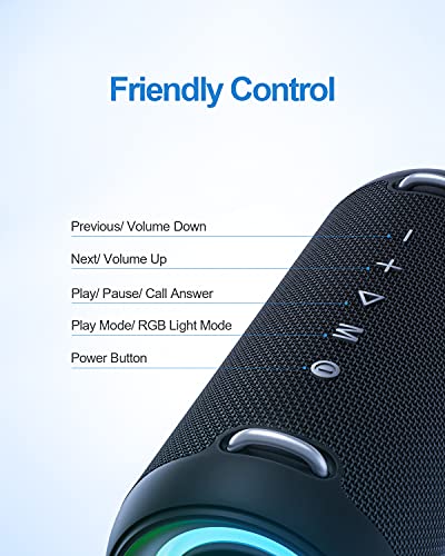 MIFA A90 Caixas de Som Portáteis Bluetooth, Alto-falante Bluetooth portátil IPX7 à prova d'água, 60W Bass, Emparelhamento estéreo sem fio, Mic embutido, Suporte Micro SD, USB, AUX-in, USB-C Charing