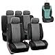 FH Group PU002115 Premium PU Leather Seat Covers (Gray) Full Set with Gift â€“ Universal Fit for Cars Trucks and SUVs