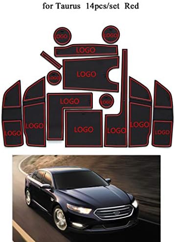 plzlm 14pcs Replacement for Ford Taurus Car Door Pad Interior Accessories Gate Slot Mat Anti-Slip Cup Holder