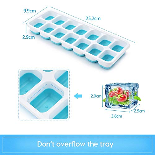 Ice Cube Trays 3 Packs Silicone Ice Cube Trays with Lids Easy Release Ice Trays Flexible BPA Free Stackable Ice Cube Trays - Thumbnail 2