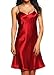 Cabreao Sexy Nightgowns Women's Nightshirts Satin Chemises Red Sleepwear M = US S