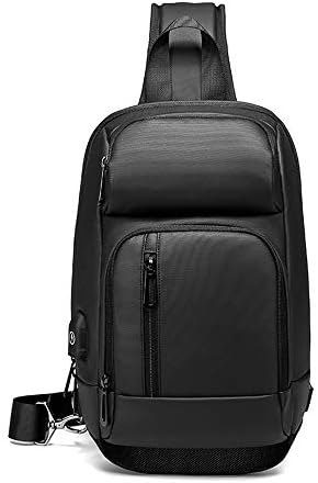DSFGSDGP Package NIGEER Black Chest Bag Men's Casual Shoulder Messenger Bag USB Charging Chest Bag Waterproof Travel Messenger Bag Male n1820