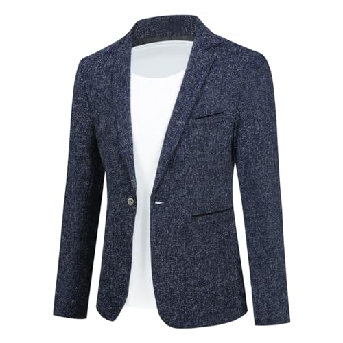 41DSnE uHwL Allthemen Herren Sakko Sportlich Baumwolle Blazer Slim Fit Modern Jackett Jacke Casual Anzugjacke Für Männer Blau S