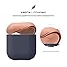 elago Duo Silicone Case Compatible with Apple AirPods Case 1 & 2, Premium Protective Silicone, Supports Wireless Charging, 2 Caps + 1 Body [ Peach, Medium Grey + Jean Indigo ]