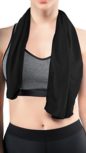 JUKEBOX Cooling Towel (Black) - Unisex Cooling Towel That Instantly Cools, Perfect for Any Form of Workout Like Gym, Sports, Yoga, Pilates, Running, Camping, Dancing and More. Soak - Squeeze - Swing