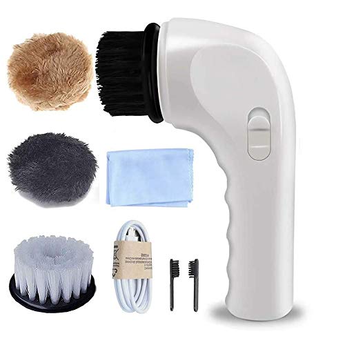 IXAER Electric Shoe Polisher Machine, Mini Handheld Electric Shoe Brush Shoe Shine USB Rechargeable Electric Portable Dust Cleaner Leather Care Kit for Shoes, Bags