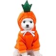 ANIAC Funny Pet Clothes for Small Dog Cat Carrot Hoodies Warm Sweatshirt Coat With Fruit Hood Fall Puppy Cat Sweater Halloween Easter Costume (Orange, Small)