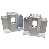 Lego Parts: Castle Wall Panel 3 x 8 x 6 with Window (Pack of 2 - Light Bluish Gray)