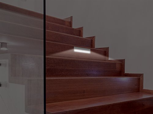 Brilliant Evolution Wireless LED Stair Lights with Motion Sensor - 3-Pack Battery Operated Night Light for Indoor Stairs, Hallways, and Closets - Stick On Motion Lights - 3000K Warm White - 7x2-Inch