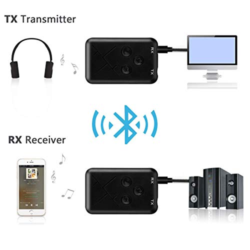Teepao V4.2 Transmitter Receiver, Portable 2-in-1 Wireless Adapter 3.5mm Stereo Output Audio Adapter for TV/Car/Home/Headphones/Speakers/Phones,10 Hours Battery