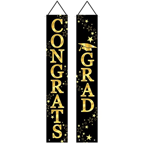 Beistle Black & Gold Graduation Door Banners, Oxford Fabric Panels, Congrats Gr…