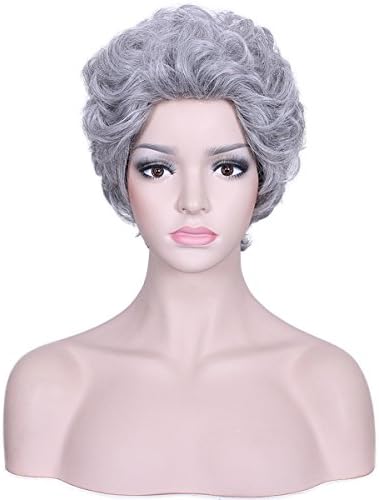 Deifor Older Women Short Messy Curly Synthetic Hair High Temperatuer Natural As Real Hair Wigs for Daily Use (Silver)
