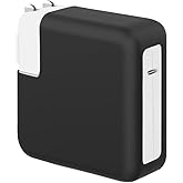 LCMOCICO Soft Silicone 67W Charger Protector Case for MacBook Pro 14 inch Case 2024-2021 M3 A2918 A2992 M2 A2779 M1 A2442 Power Adapter Cover For Mac Pro 13 2016-2022 M2 M1 A2338 A2289 A2251 61W,Black