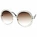 zeroUV Women's Oversized Full Metal Wire Frame Glamour Round Sunglasses (Silver Lavender)