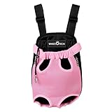 Whizzotech Adjustable Pet Carrier Backpack Pet Frontpack Carrier Travel Bag Legs Out Easy-Fit for Traveling Hiking Camping PB03 (S, Pink)