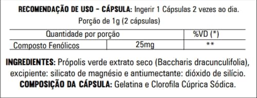 Própolis Verde Com 60 Capsulas de 500mg Flora Nativa do Brasil