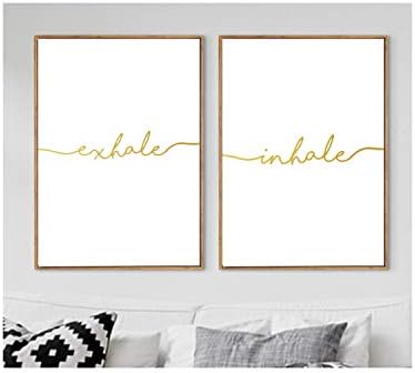 iwreuir Posters and Prints Golden Yellow Simple Canvas Painting Nordic Wall Art Wall Pictures Living Room Unframed,21X30Cm A4,2-Pieces