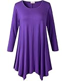 LARACE Lanmo Women Plus Size 3/4 Sleeve Tunic Tops Loose Basic Shirt (2X, Deep Purple)