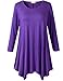 Lanmo Women Plus Size 3/4 Sleeve Tunic Tops Loose Basic Shirt (2X, Deep Purple)