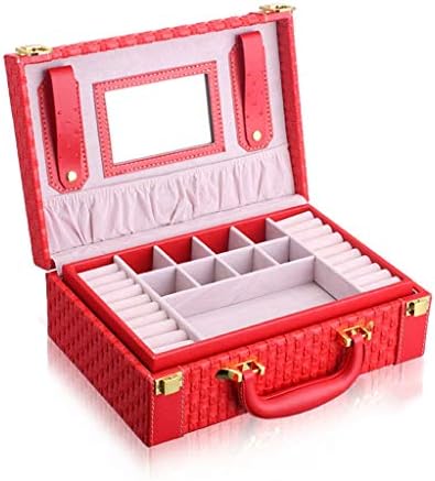 AJZXHE Storage box, jewelry storage box, multi-function portable leather storage box (Color : RED)