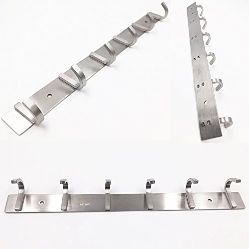 Maosifang Wall Coat Rack Coat Hooks Wall Mounted Brushed Stainless Steel for Clothes Towel Hats or Keys,6 Hooks - Thumbnail 3