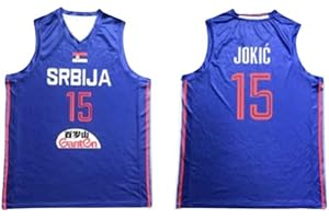 Niko Jokic 15 Serbia Blue Basketball Jersey Sewn